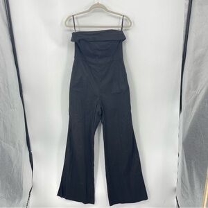 RNWY Runaway The Label Sydney Tahari Strapless Leg Slit Jumpsuit black Sz M US 6